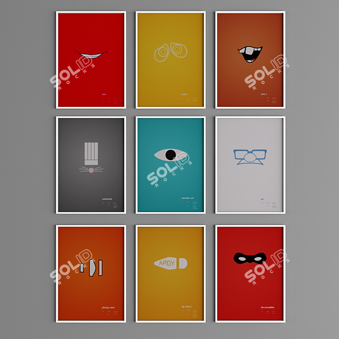 Minimalist Pixar Movie Posters by Vonhan Li 3D model image 1