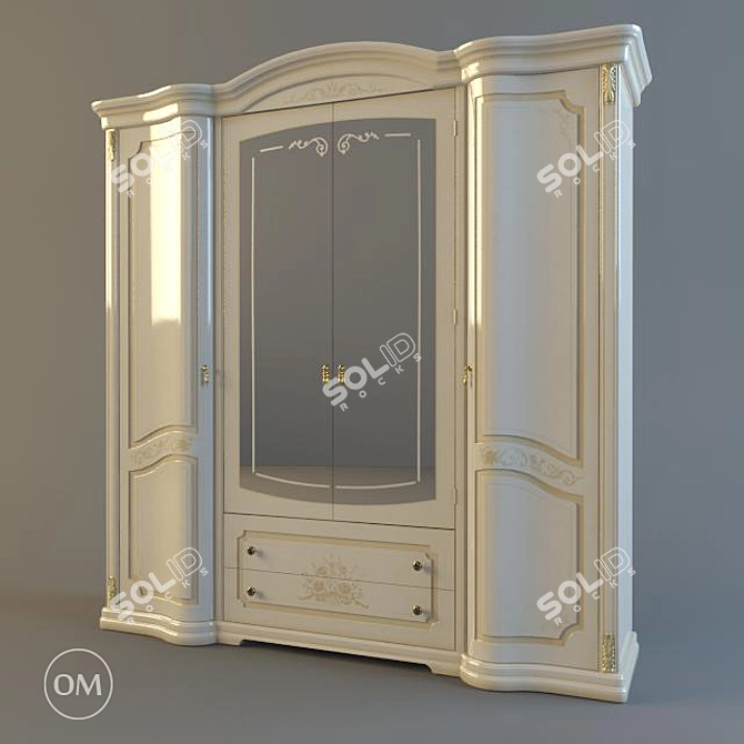 Modern Beige Floriana Wardrobe 3D model image 1