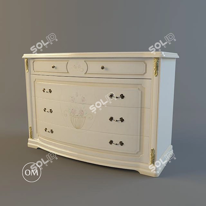 Floriana Beige 4-Drawer Commode 3D model image 1