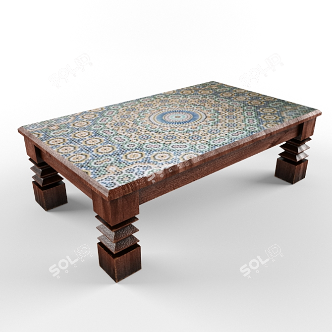 Exquisite Moroccan Table 3D model image 1