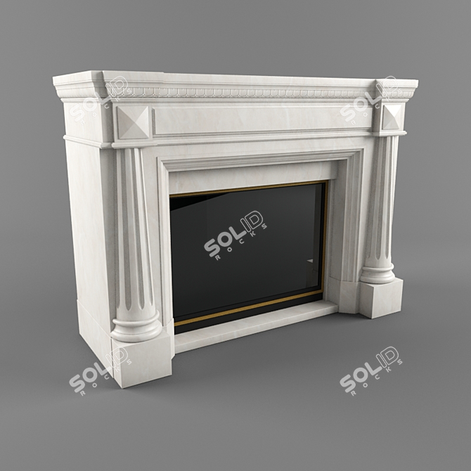 Elegant Marble Electric Fireplace 3D model image 1