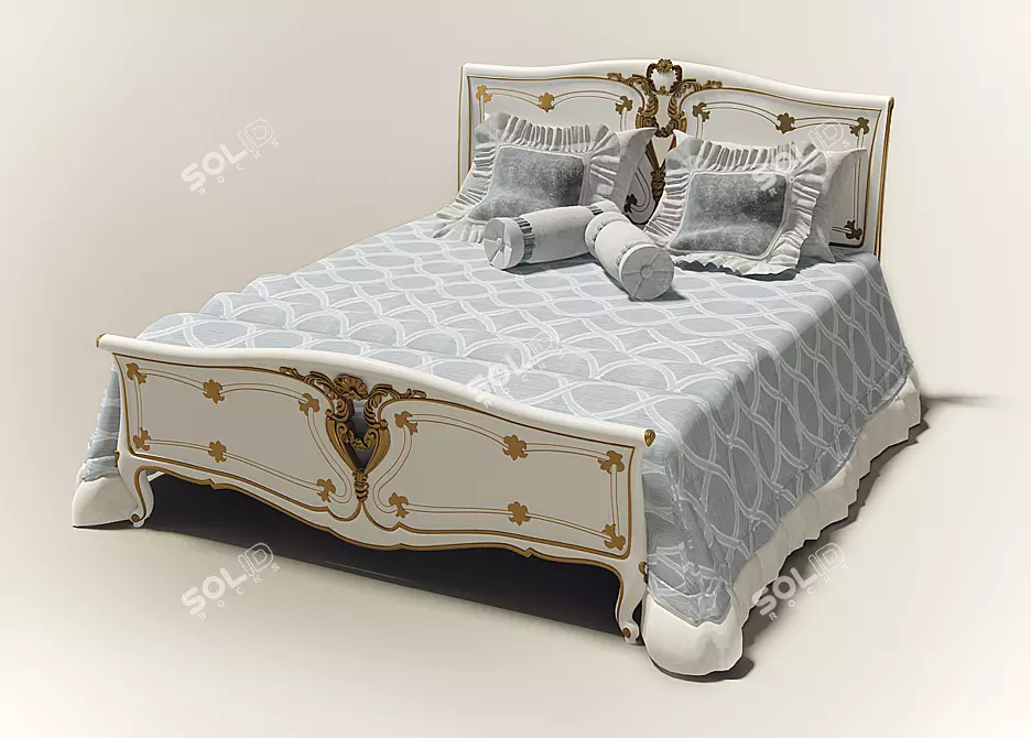 Elegant Vintage Bed 3D model image 1