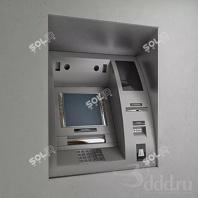 Convenient Wall-Mounted ATM 3D model image 1