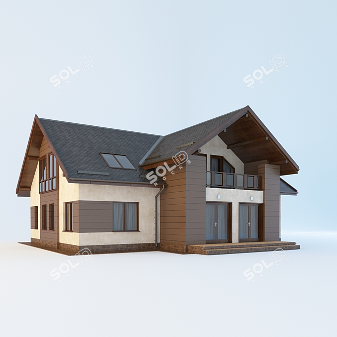 Cozy Courtyard Cottage 3D model image 1