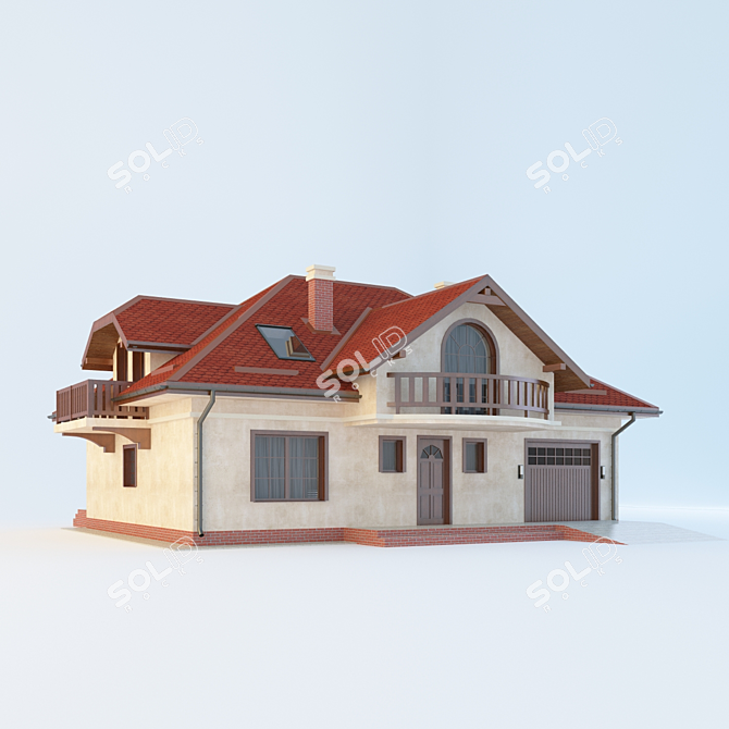 Modern Cottage Design 3D model image 1