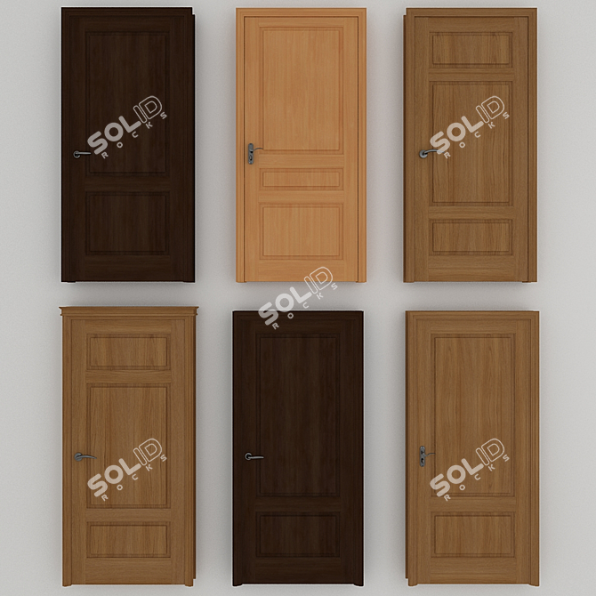 Wooden Doors with Textures 3D model image 1