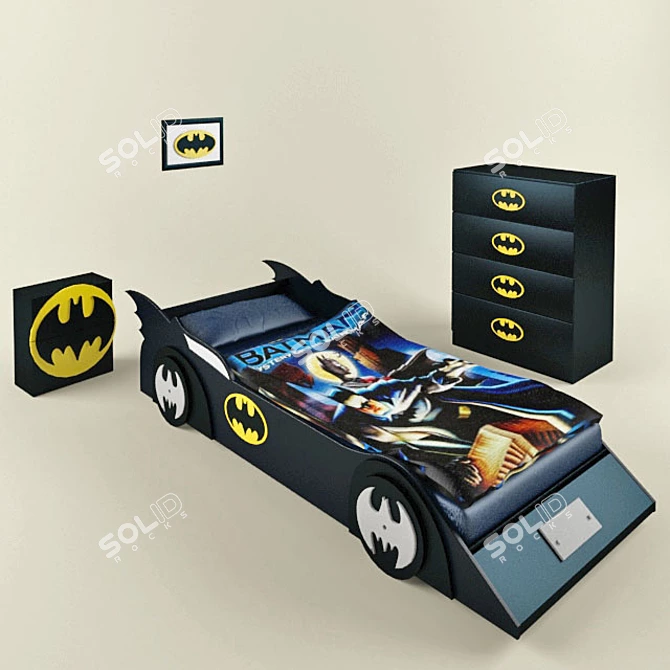 Batmobile Kids Furniture Set 3D model image 1