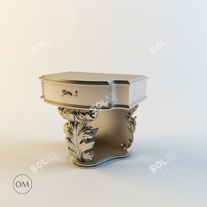 Elegant Carved Nightstand - Multiple Finishes 3D model image 1