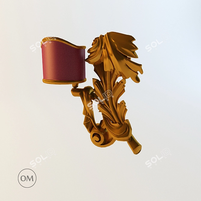 Elegant Carved Base Wall Sconce 3D model image 1