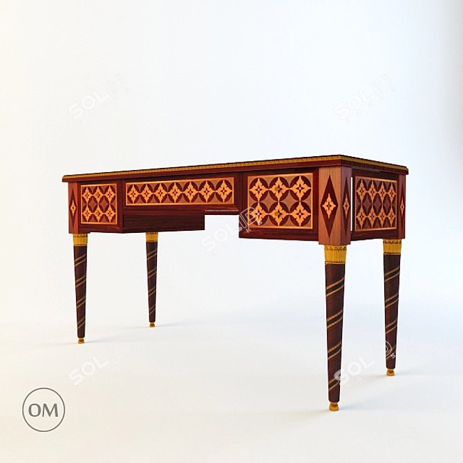 Elegant Wood Carved 5-Drawer Side Table by Paolo Lucchetta 3D model image 1