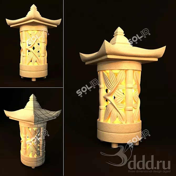 Elegant Palimanan Stone Floor Lamp 3D model image 1