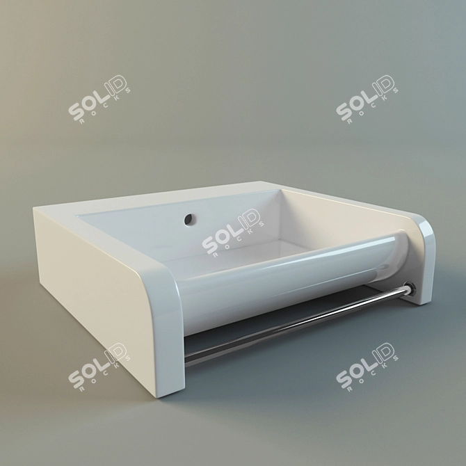 Sleek Ceramic Wash Basin 3D model image 1