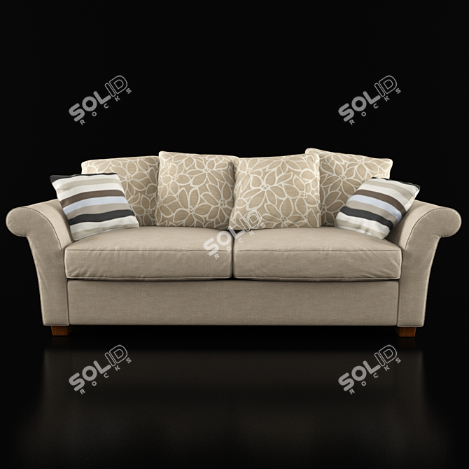 Tuuli 3-Seater Sofa: Mid-Century Scandinavian Elegance 3D model image 1