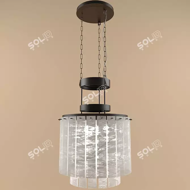 Elegant White Glass and Metal Chandelier 3D model image 1