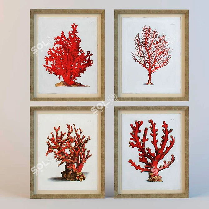  "Red Coral" Framed Painting 3D model image 1