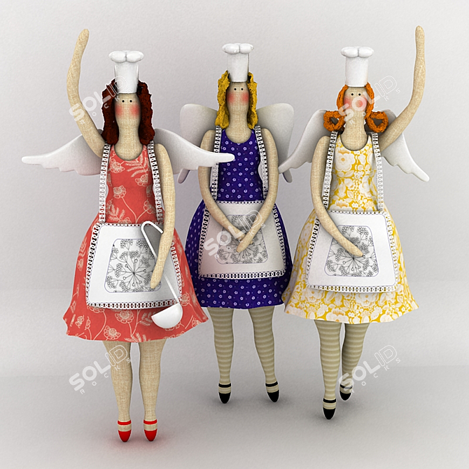 Tilda Chef Doll Trio 3D model image 1
