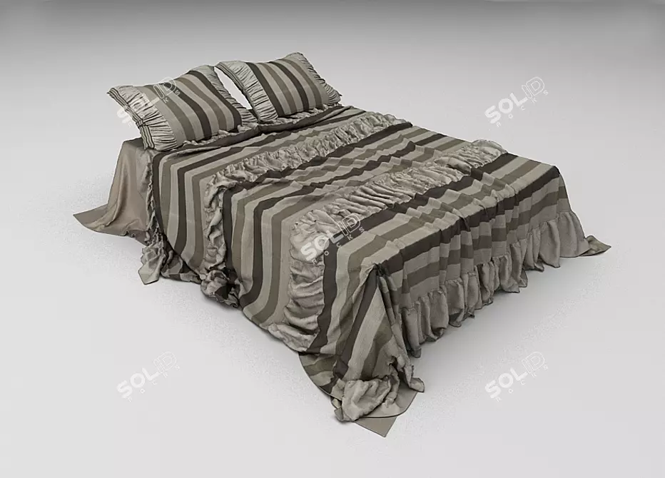 Elegant Bedspread & Pillows Set 3D model image 1