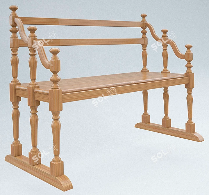 Classic English Bench 3D model image 1