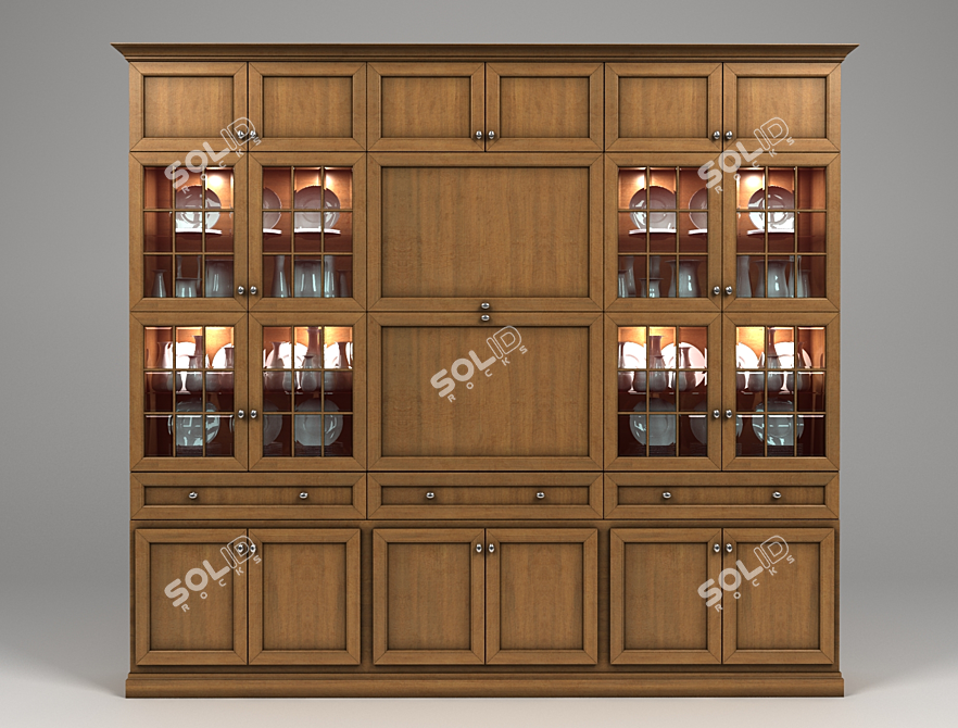 Rustic Vintage Sideboard 3D model image 1