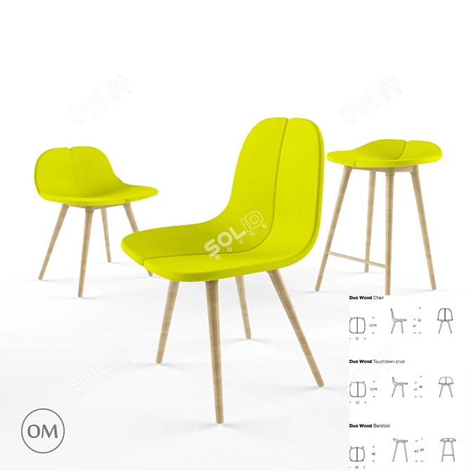 Sophisticated DUO WOOD Chairs by Offecct 3D model image 1