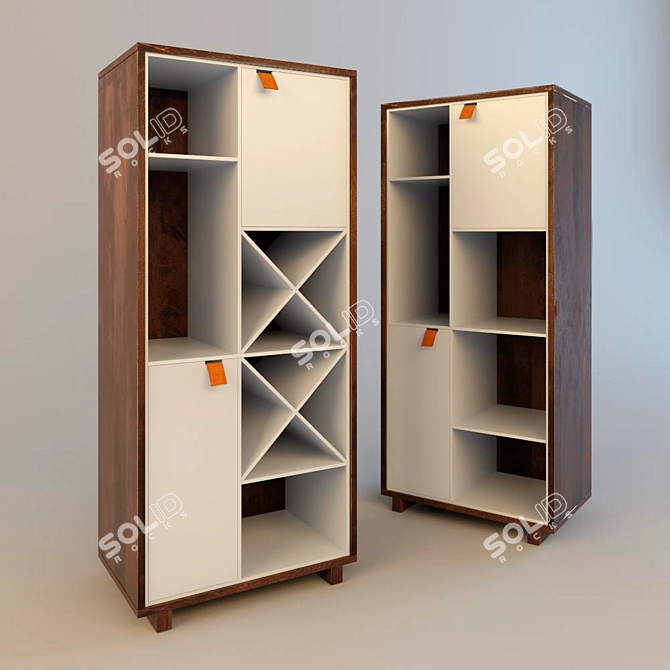 Modern Wine Cabinet, 66x43x152 Size 3D model image 1