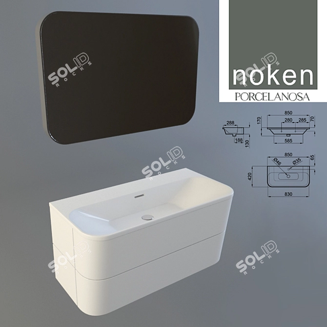 Elegant Porcelanosa Noken Bela Basin 3D model image 1