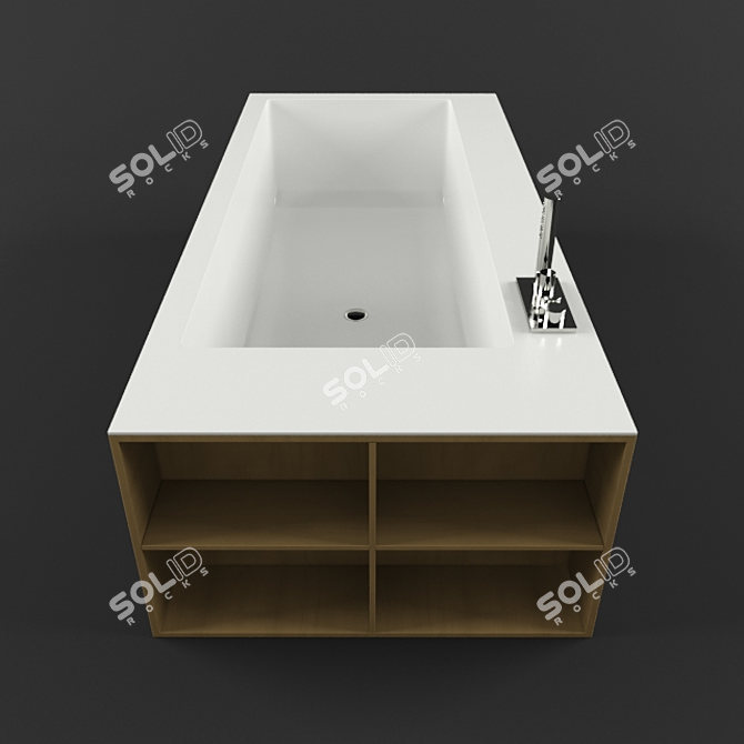 Title: Luxurious Rectangular Corian Bathtub 3D model image 1