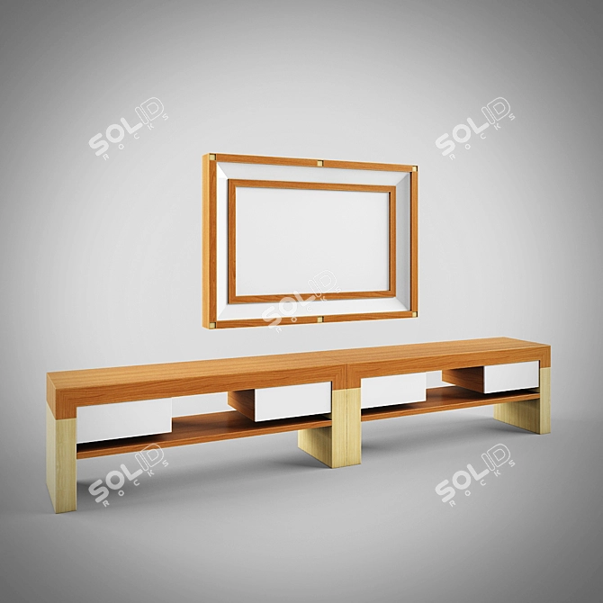 Modern TV Cabinet and Panel 3D model image 1