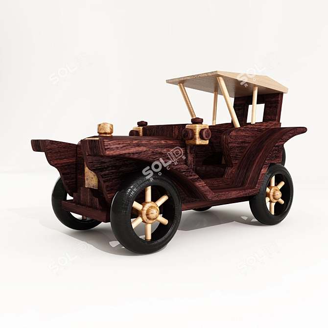 Wooden Toy Car 3D model image 1