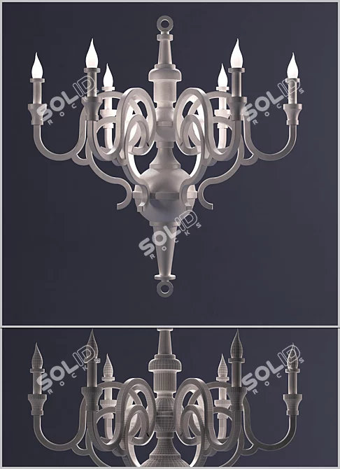 Elegant Paper Chandelier L 3D model image 1