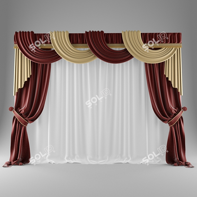 Classic Window Drapes 3D model image 1