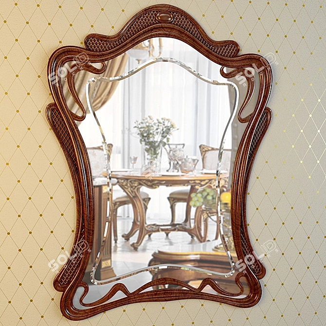 Elegant Art Nouveau Mirror 3D model image 1