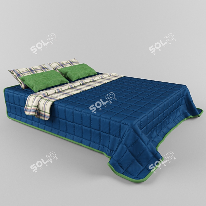 Luxury Bedding Set: Cozy Throw & Cushions 3D model image 1