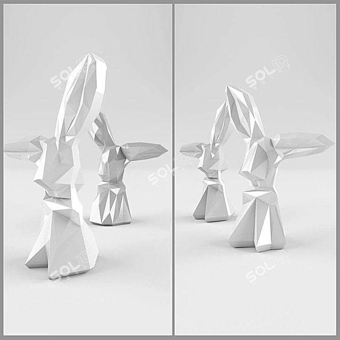 Symmetrical and Simplistic Hare Decor 3D model image 1