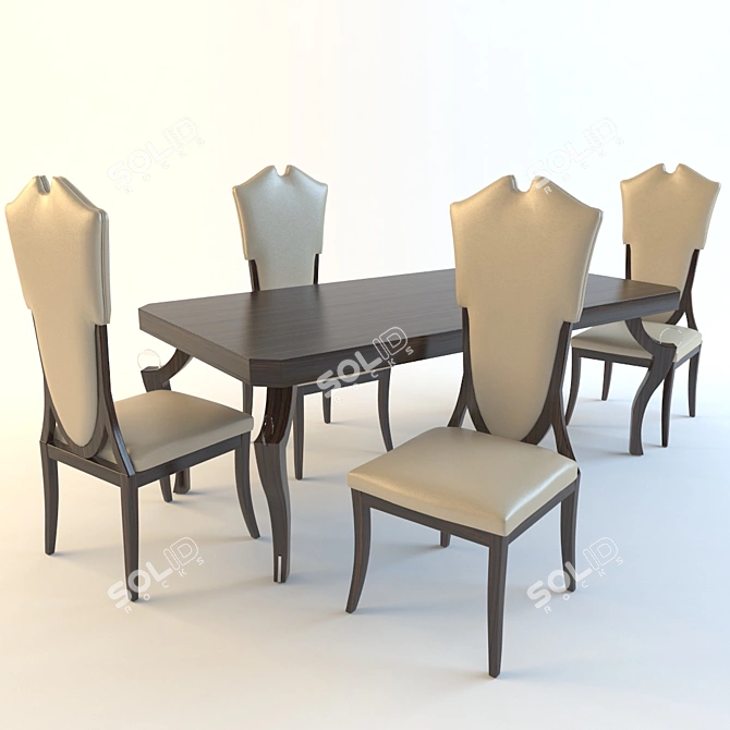 Title: Classic Table and Chairs 3D model image 1