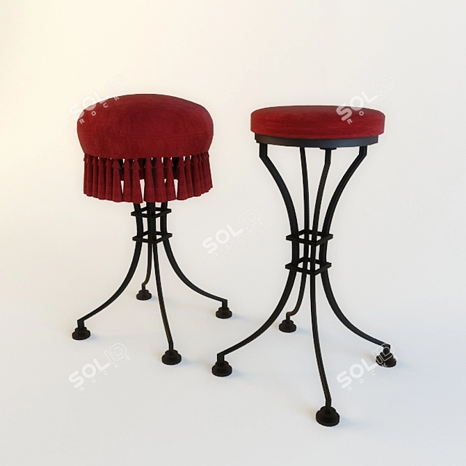 Elegant Iron Barstool 3D model image 1