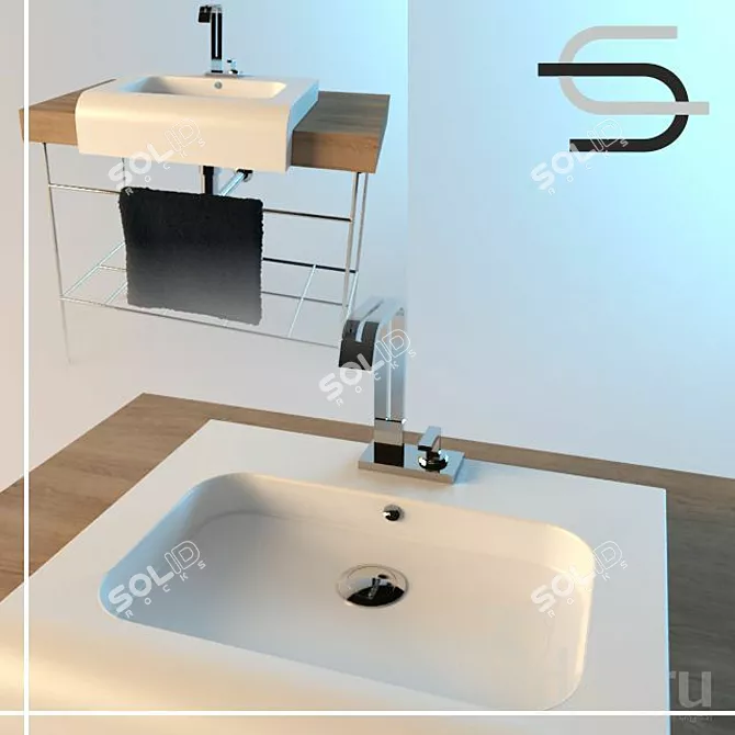 Stylish Modern Wash Basin 3D model image 1