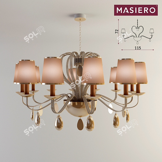 Elegant Ivory Glass Chandelier 3D model image 1