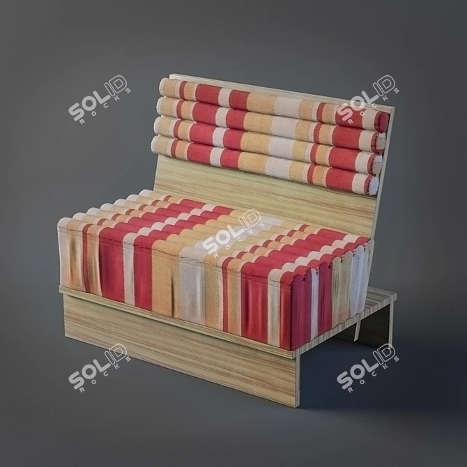 Striped Fabric Wood Sofa 3D model image 1