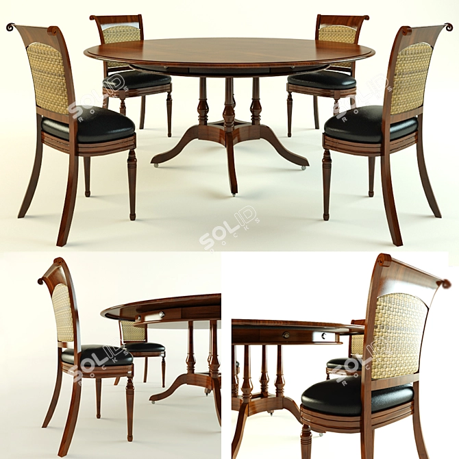 Outdoor Dining Set: Table and Chairs 3D model image 1