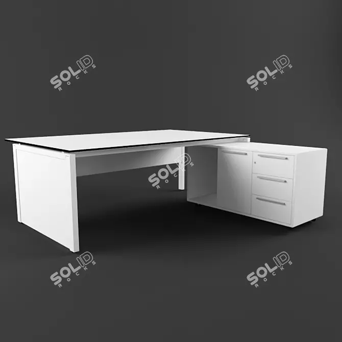 Sleek Cartesio White Desk 3D model image 1