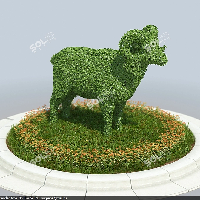 Nature's Haven: Bushy Animal Shrub 3D model image 1