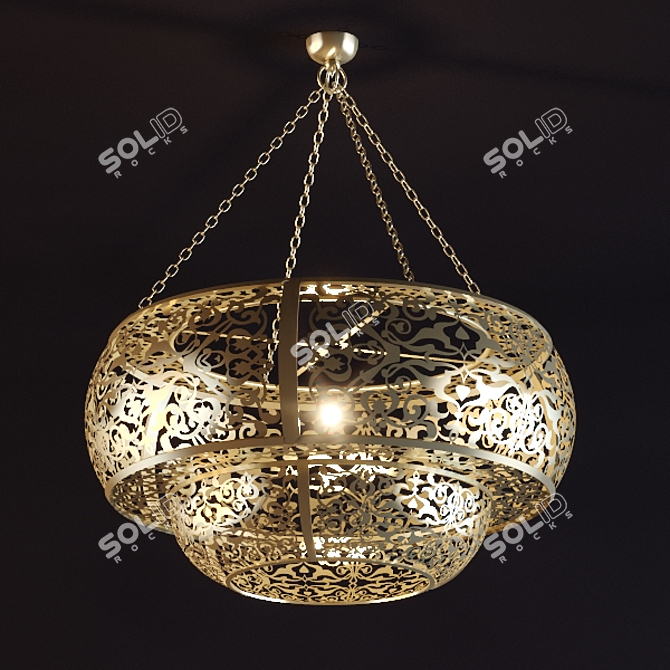Exquisite Brass Eastern Chandelier 3D model image 1