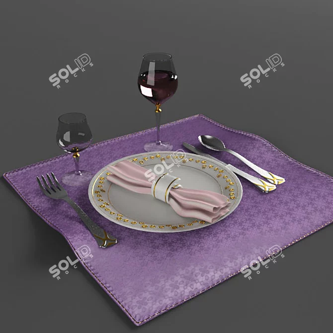 Elegant Table Setting Set 3D model image 1