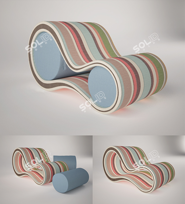Cozy Armchair with Ottoman 3D model image 1