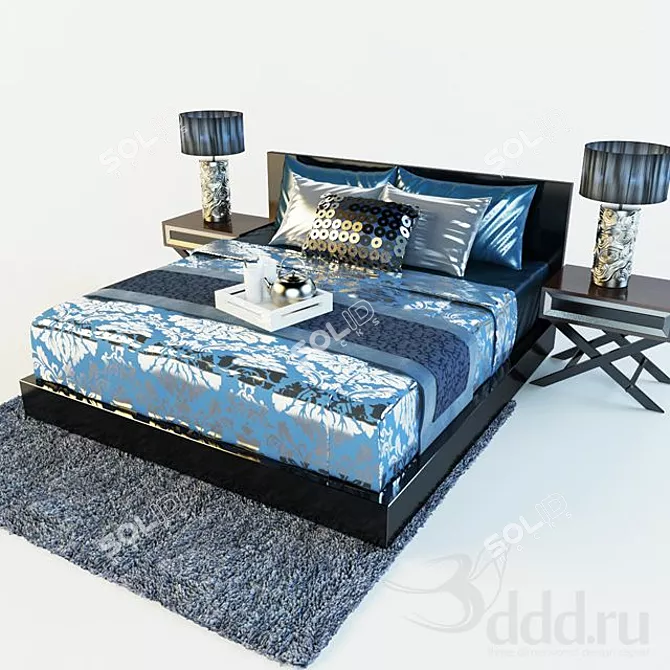 Stylish Comfort: Bed Set 01 3D model image 1