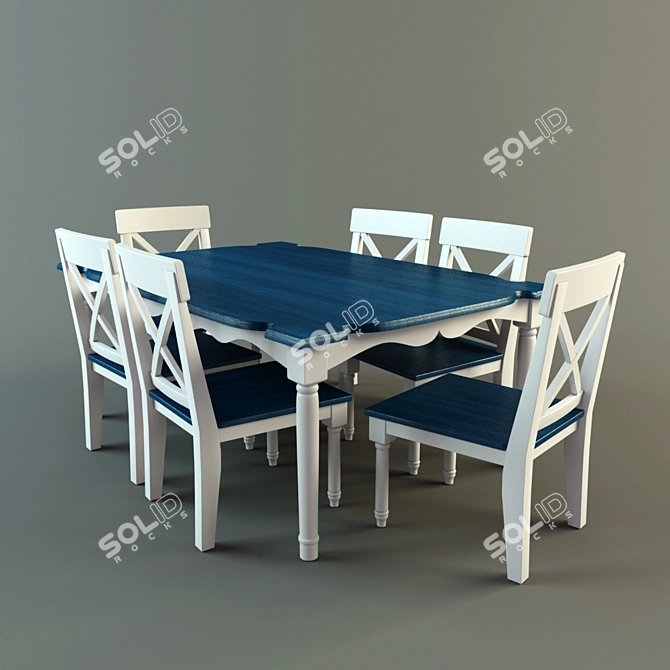 Elegant Wood Dining Table 3D model image 1