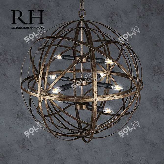 Elegant Restoration Hardware: 67.6cm Diameter, 72.8cm Height 3D model image 1