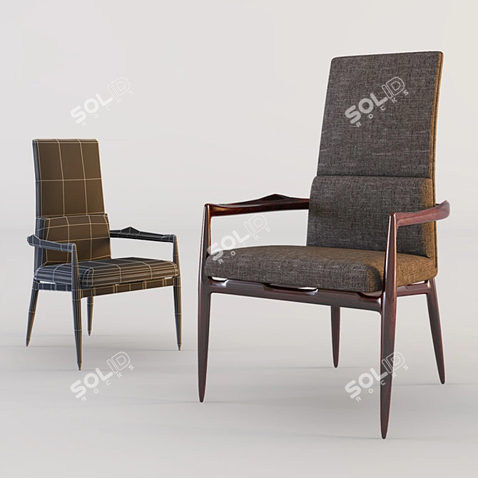 Elegant Hannah Armchair 3D model image 1