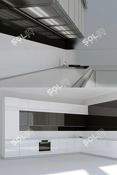 Italian Longline Kitchen Solution 3D model image 1